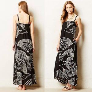 Anthropologie Vanessa Virginia Oiseau Dove Print Maxi Dress w/ Pockets - Size 4